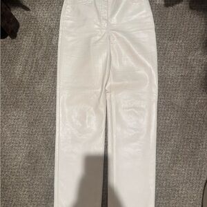 Aritzia White Faux Leather Straight-Leg Pants